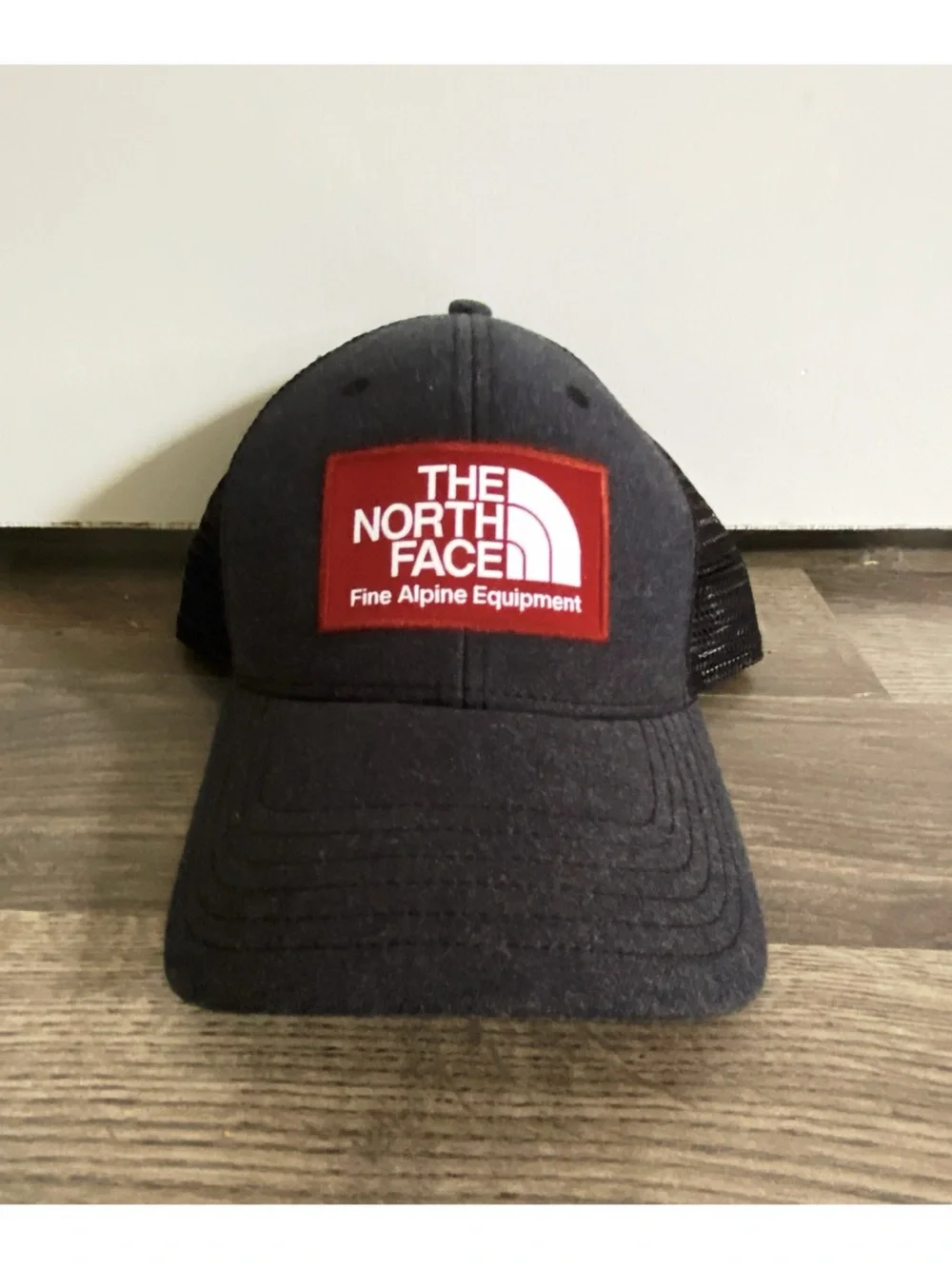 The North Face Grey and Red Mudder Trucker Hat